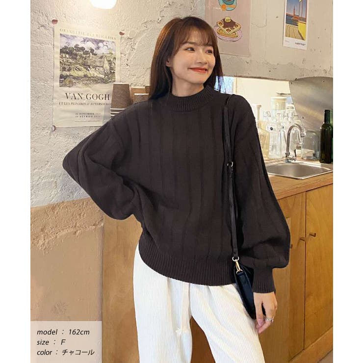 ワイドリブニット 太リブ ハイネック | ad thie | 詳細画像14 