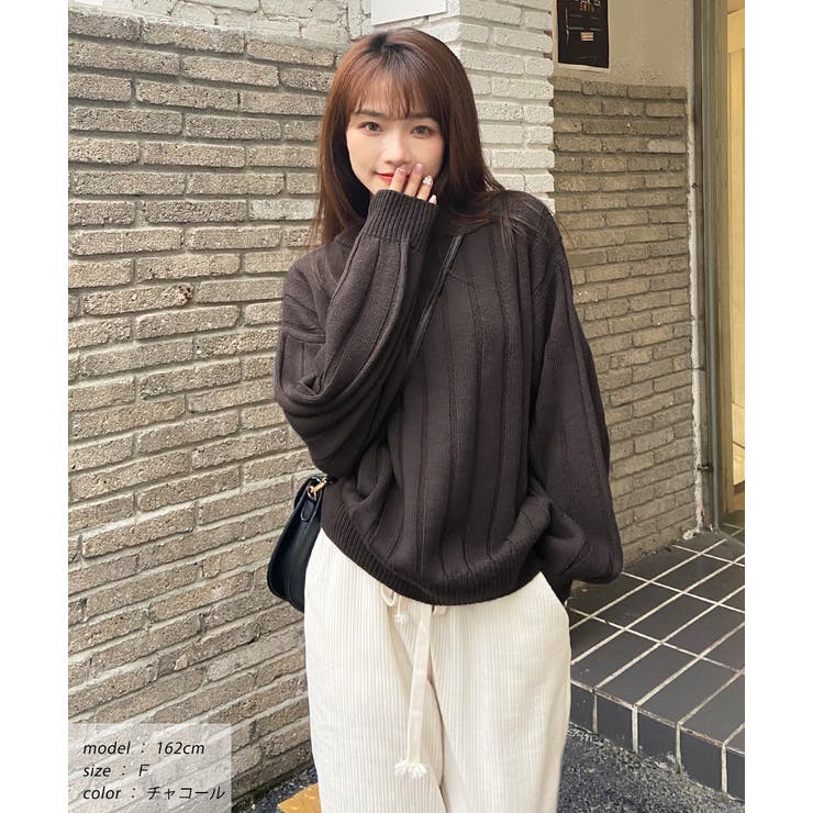 ワイドリブニット 太リブ ハイネック | ad thie | 詳細画像15 