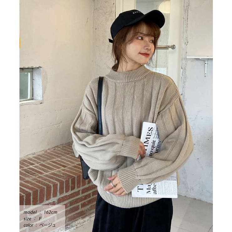 ワイドリブニット 太リブ ハイネック | ad thie | 詳細画像4 