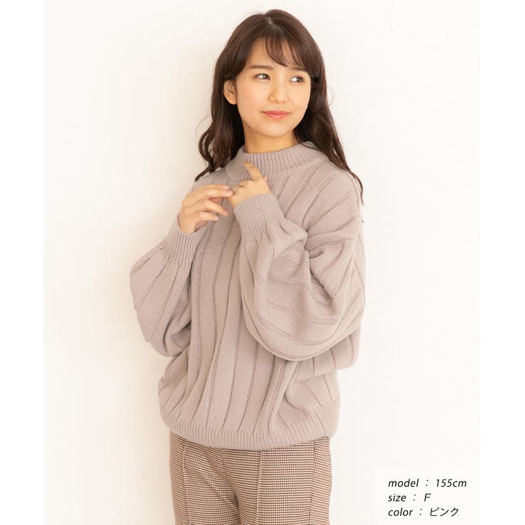 ワイドリブニット 太リブ ハイネック[品番：ADEW0000260]｜ad