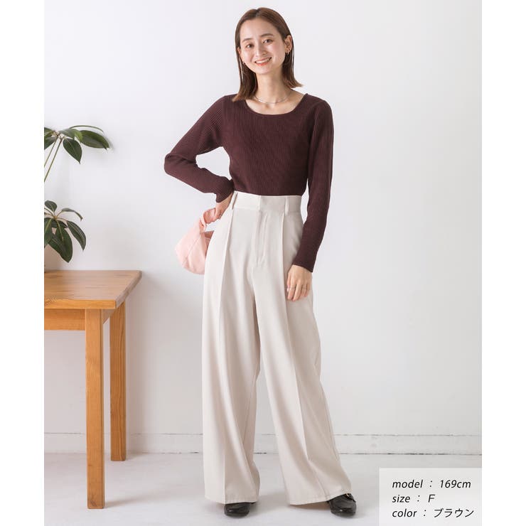 スクエアネック リブニットトップス | ad thie | 詳細画像13 