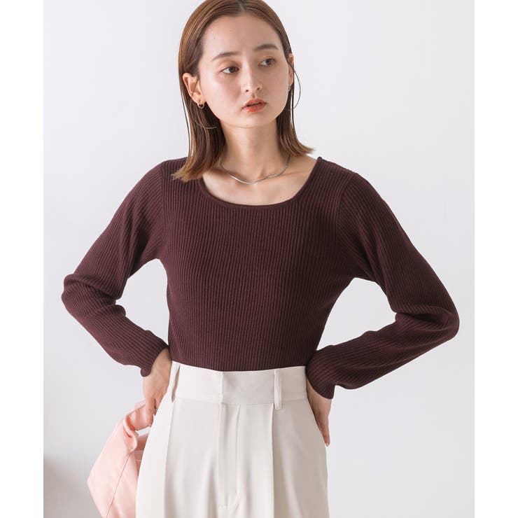 スクエアネック リブニットトップス | ad thie | 詳細画像15 