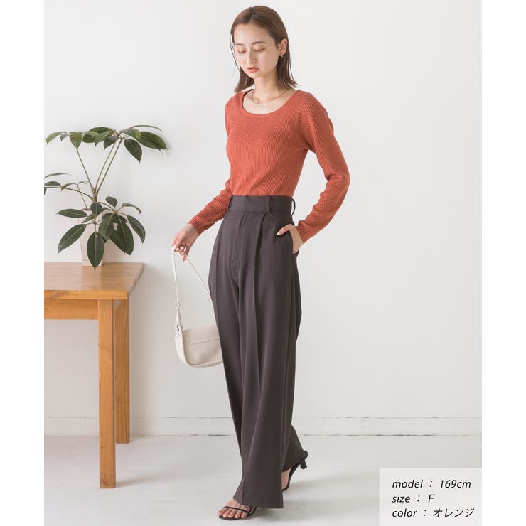 スクエアネック リブニットトップス | ad thie | 詳細画像19 