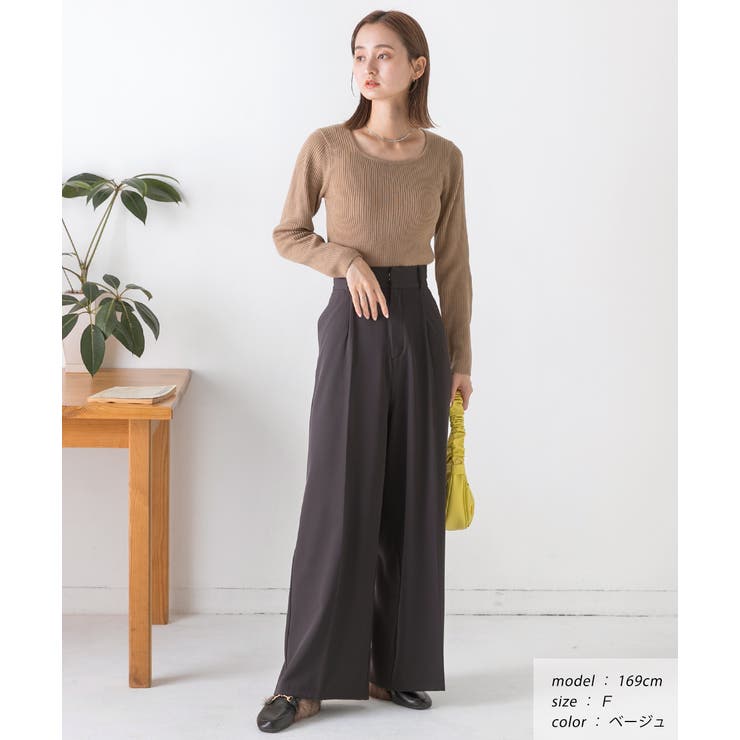 スクエアネック リブニットトップス | ad thie | 詳細画像2 