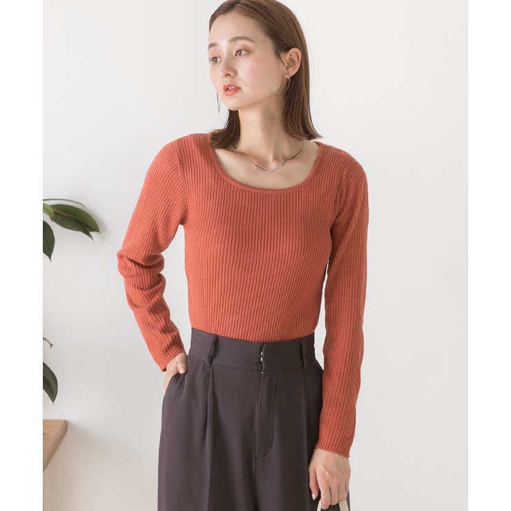 スクエアネック リブニットトップス | ad thie | 詳細画像20 