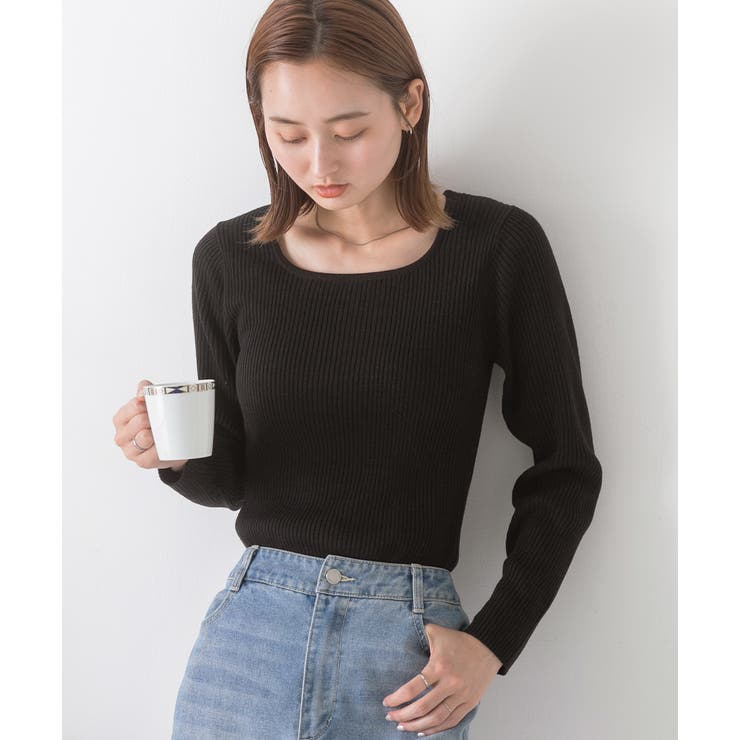 スクエアネック リブニットトップス | ad thie | 詳細画像8 