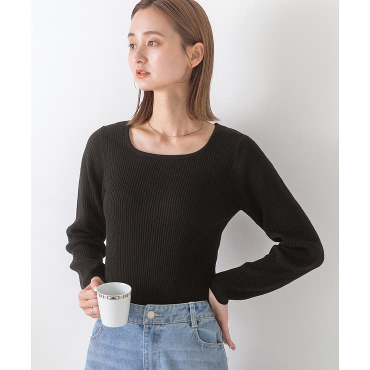 スクエアネック リブニットトップス | ad thie | 詳細画像9 