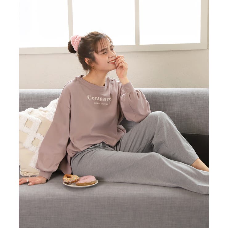 ロゴ入り長袖ルームウェア 柄 セットアップ | ad thie | 詳細画像11 