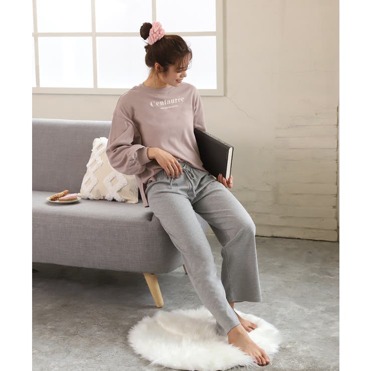 ロゴ入り長袖ルームウェア 柄 セットアップ | ad thie | 詳細画像13 