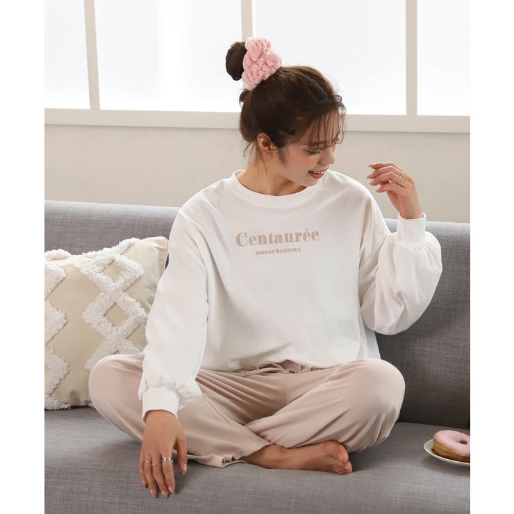 ロゴ入り長袖ルームウェア 柄 セットアップ | ad thie | 詳細画像17 