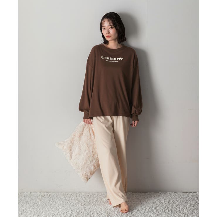 ロゴ入り長袖ルームウェア 柄 セットアップ | ad thie | 詳細画像4 