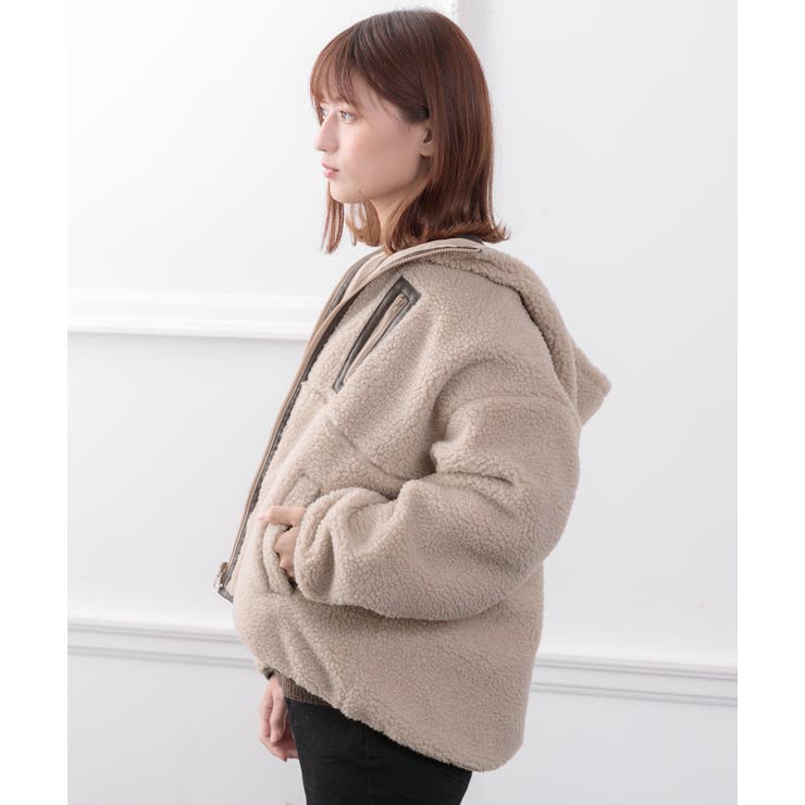 ボアリバーシブルブルゾン ファーコート ボア[品番：ADEW0000290