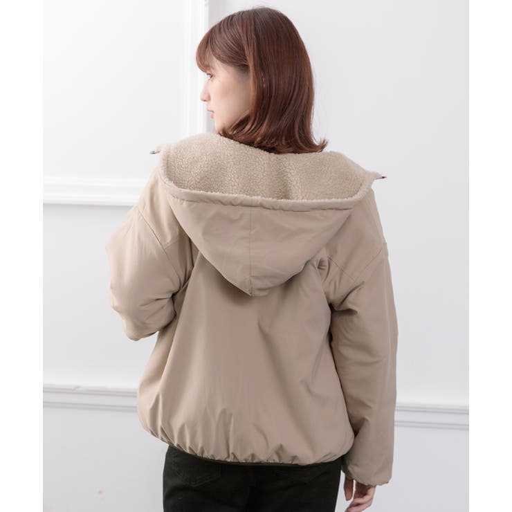 ボア×ポリエステル フィッシュテール リバーシブル コート TAION】MILITARY STAR☆ QUILTING ＆ BOA REVERSIBLE COAT