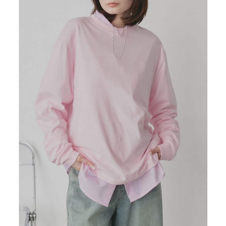 ピンク | 【新色追加！】シンプル長袖Tシャツ カットソー トップス | ad thie