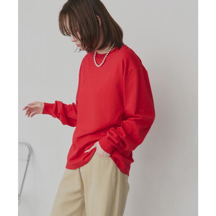 レッド | 【新色追加！】シンプル長袖Tシャツ カットソー トップス | ad thie