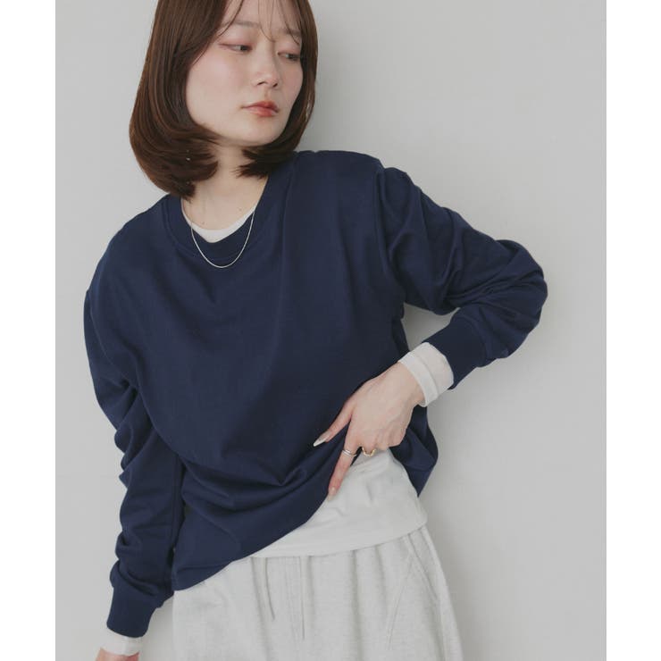 ネイビー | 【新色追加！】シンプル長袖Tシャツ カットソー トップス | ad thie