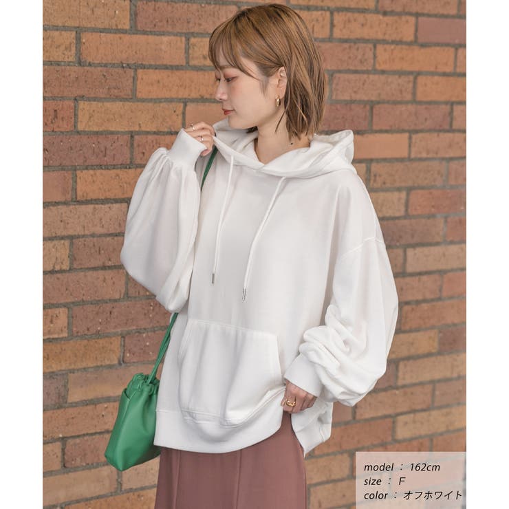 裏毛ショート丈パーカー 裏毛 パーカー[品番：ADEW0000312]｜ad