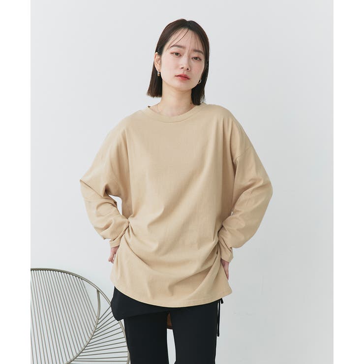 後裾ラウンドロングTシャツ 後ラウンド ラウンド | ad thie | 詳細画像13 