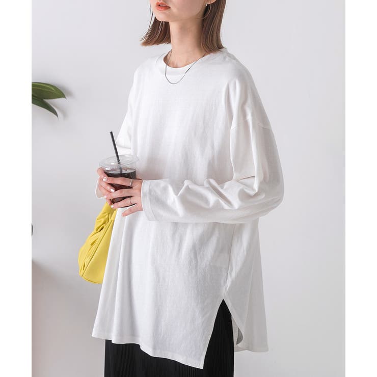 後裾ラウンドロングTシャツ 後ラウンド ラウンド | ad thie | 詳細画像21 