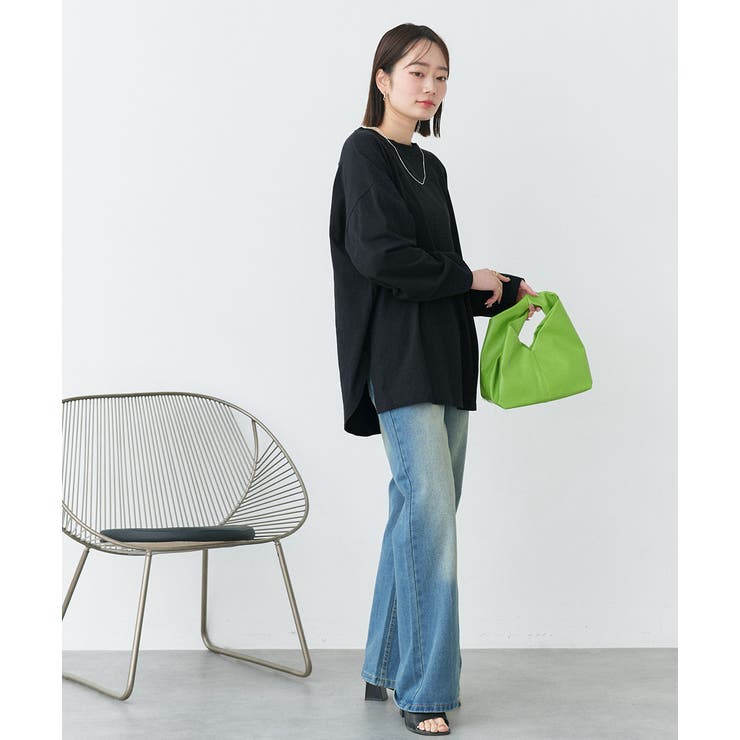 後裾ラウンドロングTシャツ 後ラウンド ラウンド | ad thie | 詳細画像3 