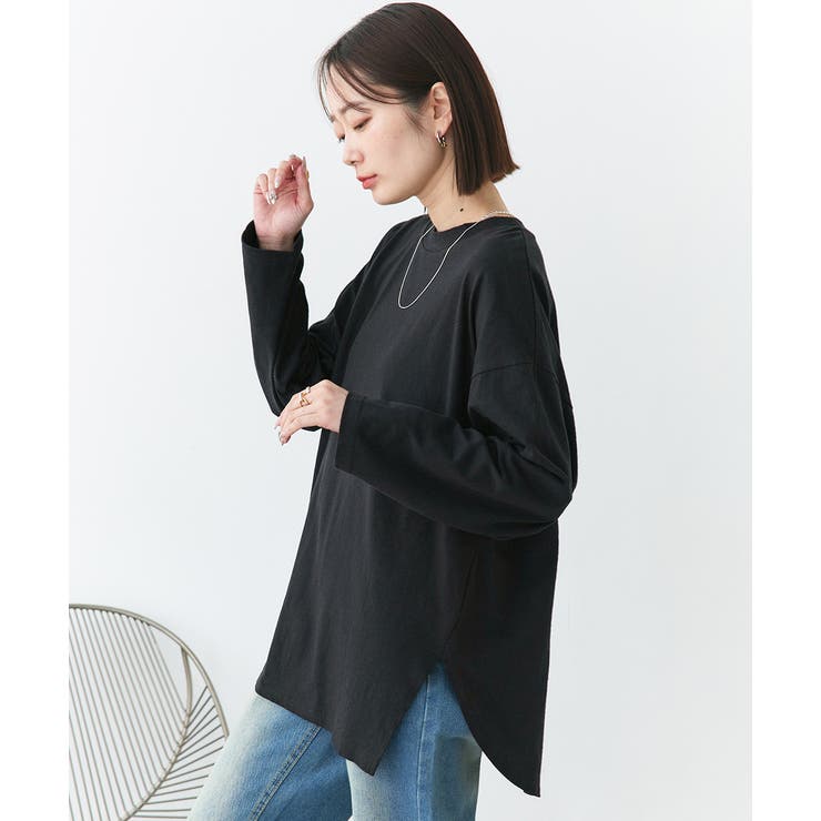 後裾ラウンドロングTシャツ 後ラウンド ラウンド | ad thie | 詳細画像7 