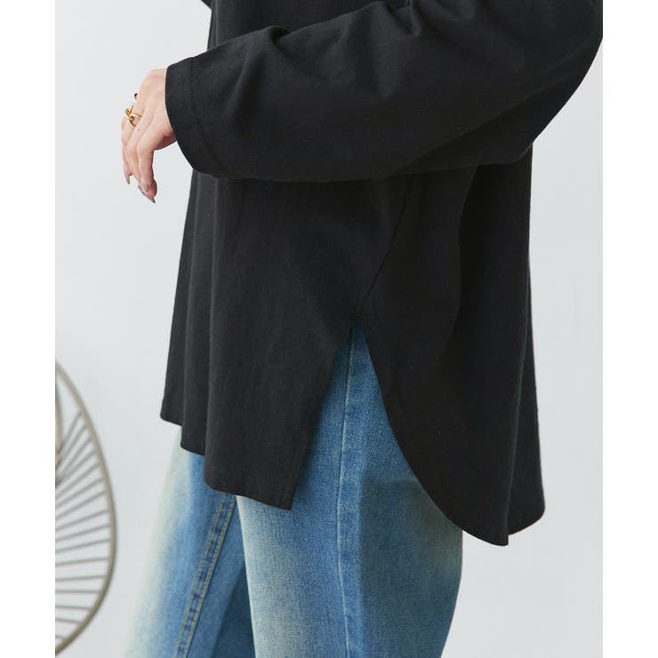 後裾ラウンドロングTシャツ 後ラウンド ラウンド | ad thie | 詳細画像8 