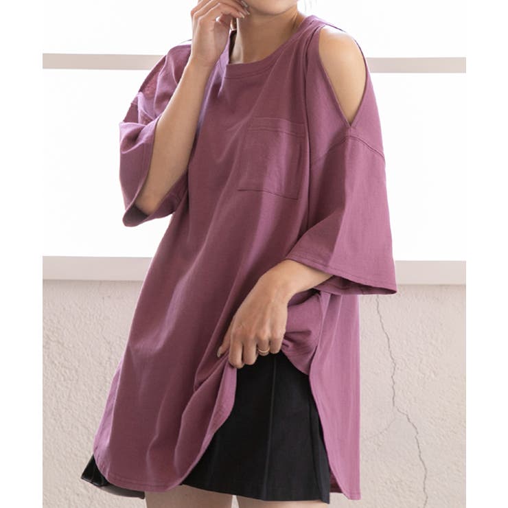 ボルドー | 肩出し ラウンドヘム ビックシルエット | ad thie