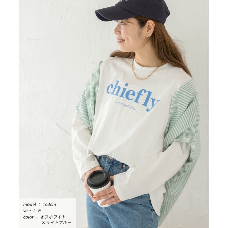 後裾ラウンド ロゴプリント ロングTシャツ | ad thie | 詳細画像4 