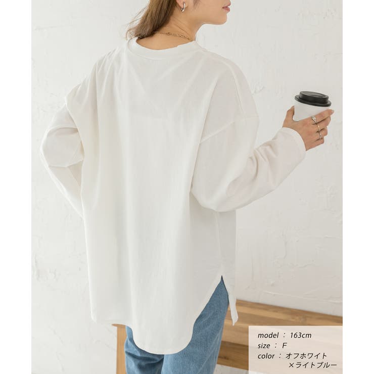 後裾ラウンド ロゴプリント ロングTシャツ | ad thie | 詳細画像5 