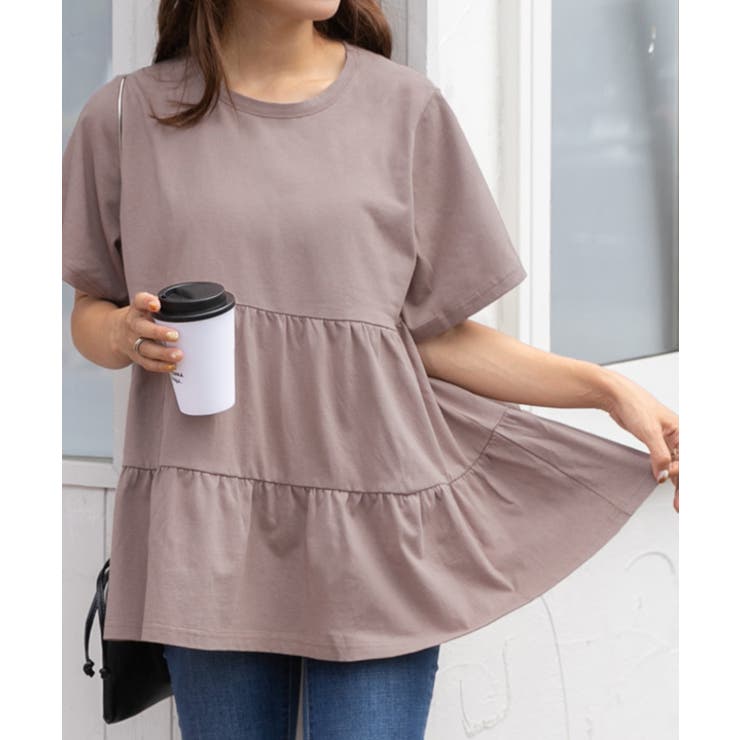 モカ１ | ティアードチュニックTシャツ ティアードチュニック フリル | ad thie
