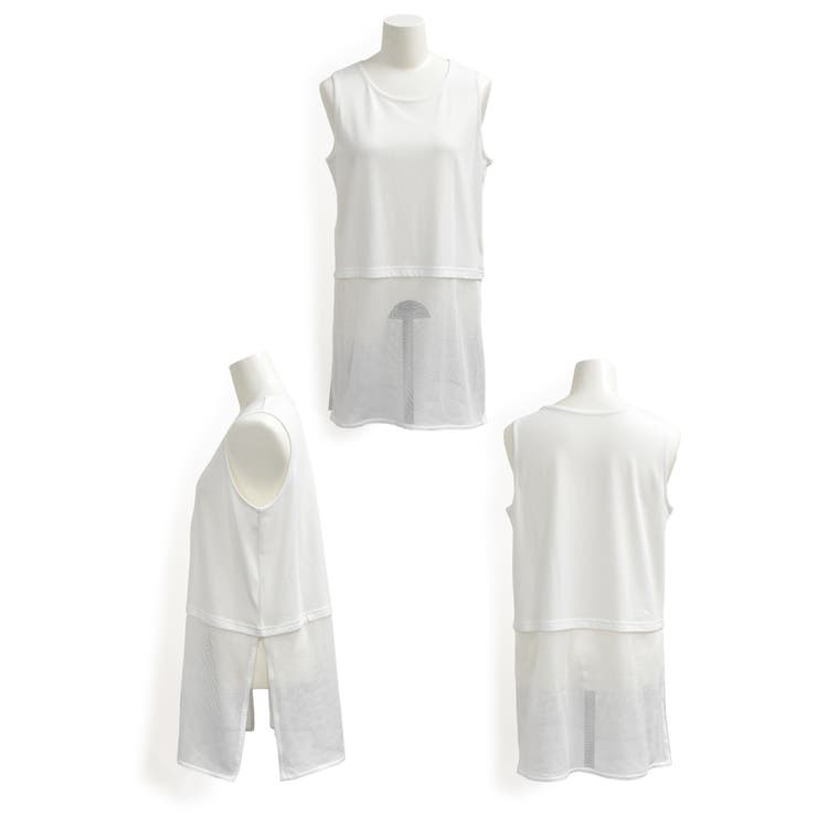 seyto サイズ1 / メッシュレイヤードタンクトップ Mesh layered tank top / メッシュレイヤードタンクトップ