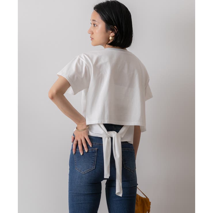 【新品タグ付き！】　ネックレス風リボンTシャツ　ホワイト　38   定価1万5千