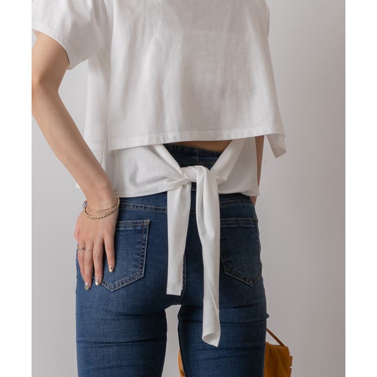【新品タグ付き！】　ネックレス風リボンTシャツ　ホワイト　38   定価1万5千