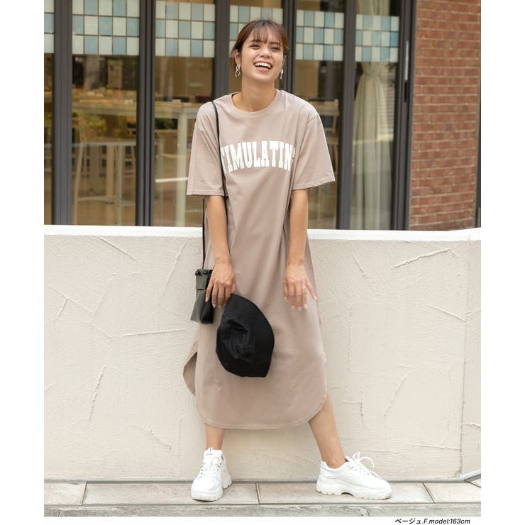 Tシャツワンピース 半袖 ロゴスウェット 品番 Adew Ad Thie アドティエ のレディースファッション通販 Shoplist ショップリスト