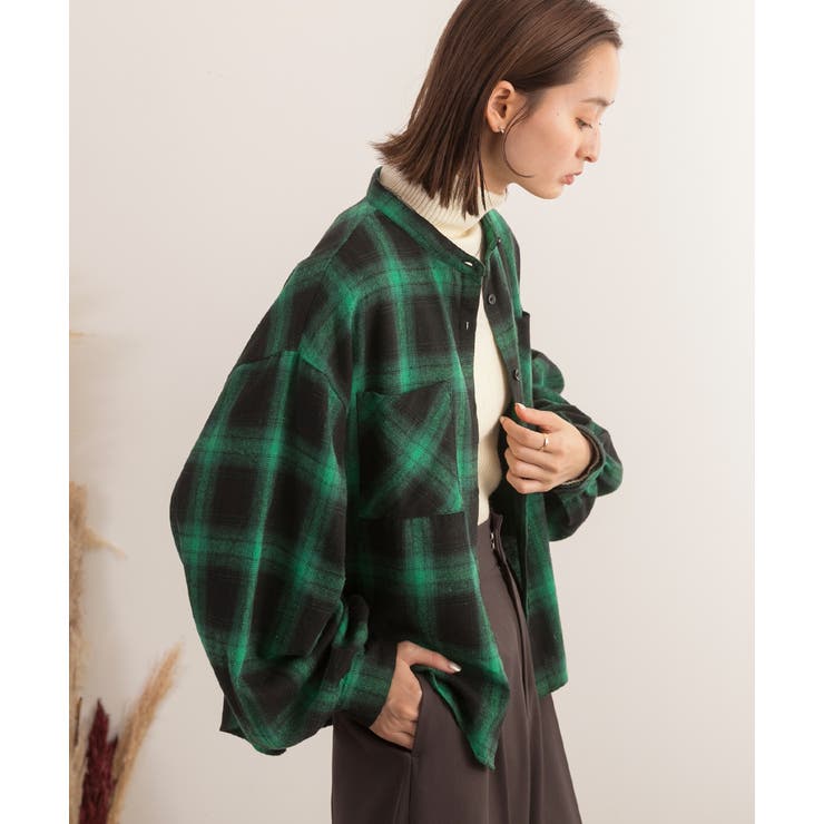 ポケット付き バンドカラーチェックシャツ | ad thie | 詳細画像7 