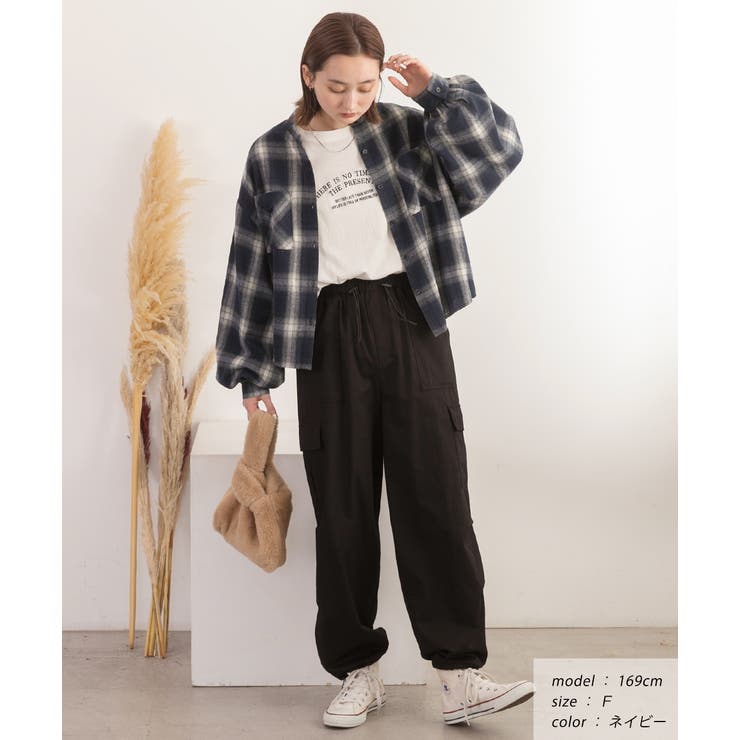 ポケット付き バンドカラーチェックシャツ | ad thie | 詳細画像8 