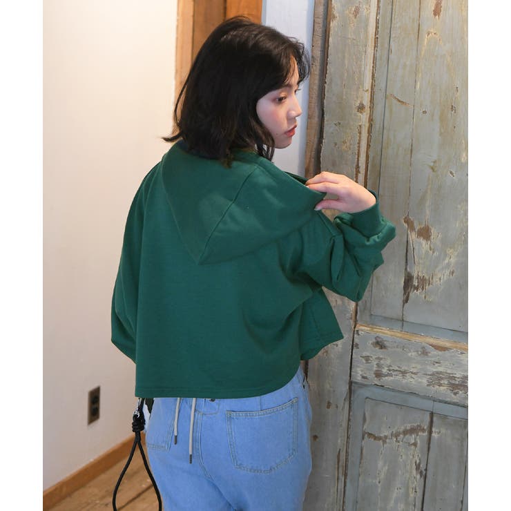 裏毛ショート丈フーディー パーカー トレーナー | ad thie | 詳細画像13 