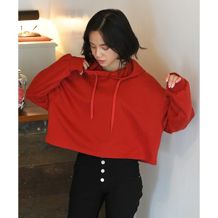 裏毛ショート丈フーディー パーカー トレーナー | ad thie | 詳細画像17 