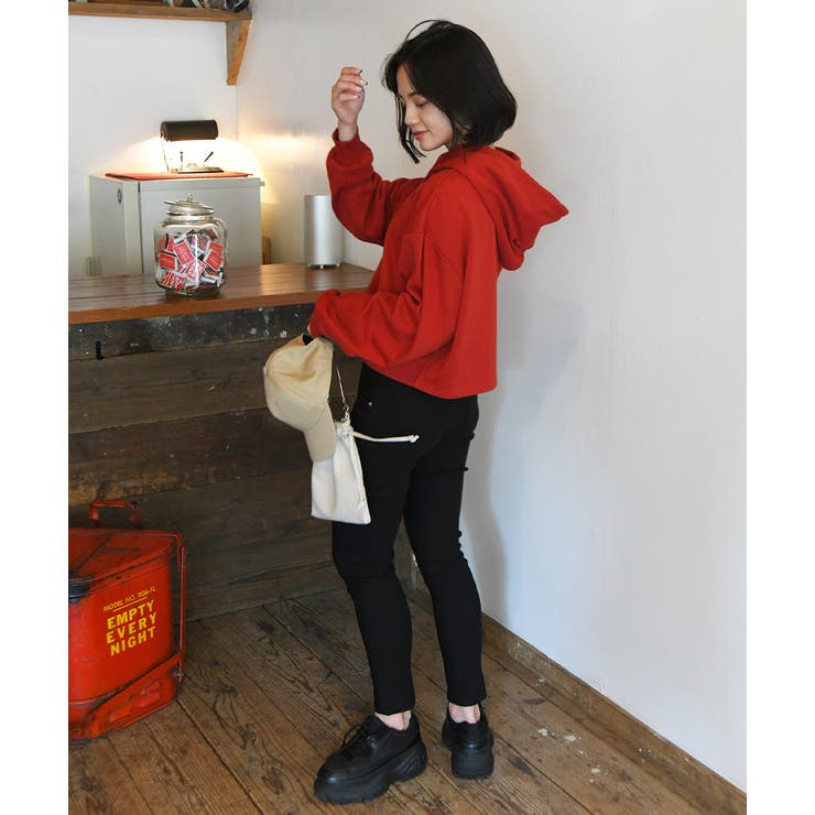 裏毛ショート丈フーディー パーカー トレーナー | ad thie | 詳細画像18 