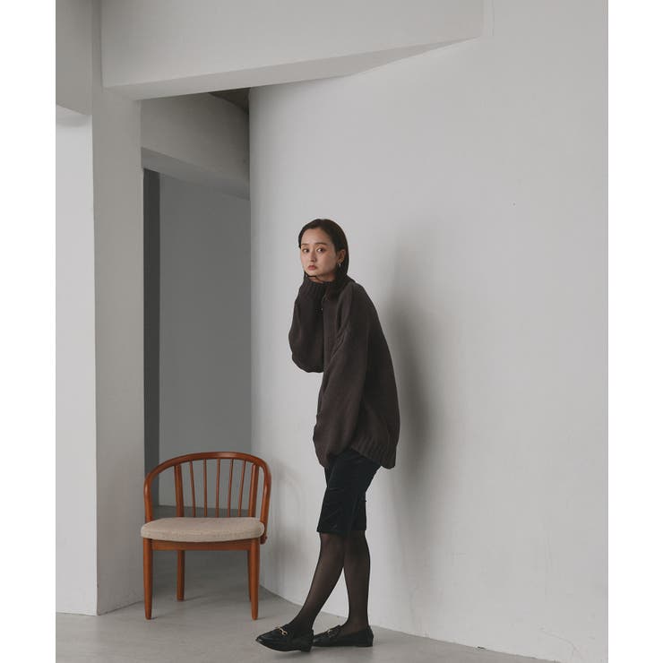 後スリット ニット モックネック[品番：ADEW0000634]｜ad thie