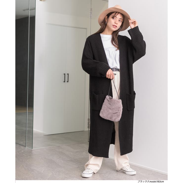 ニットカーディガン パッチポケッ トロング リブ スリット | ad thie | 詳細画像22 