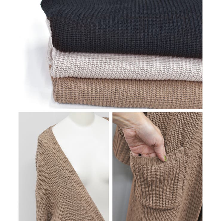 ニットカーディガン パッチポケッ トロング リブ スリット | ad thie | 詳細画像31 