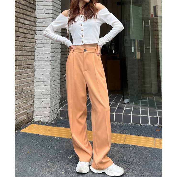 ストレートパンツ センタープレス タック カラー ポケット 後ろゴム | ad thie | 詳細画像17 