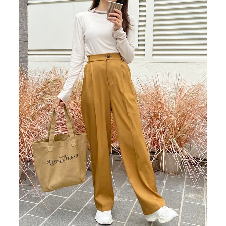 ストレートパンツ センタープレス タック カラー ポケット 後ろゴム | ad thie | 詳細画像33 