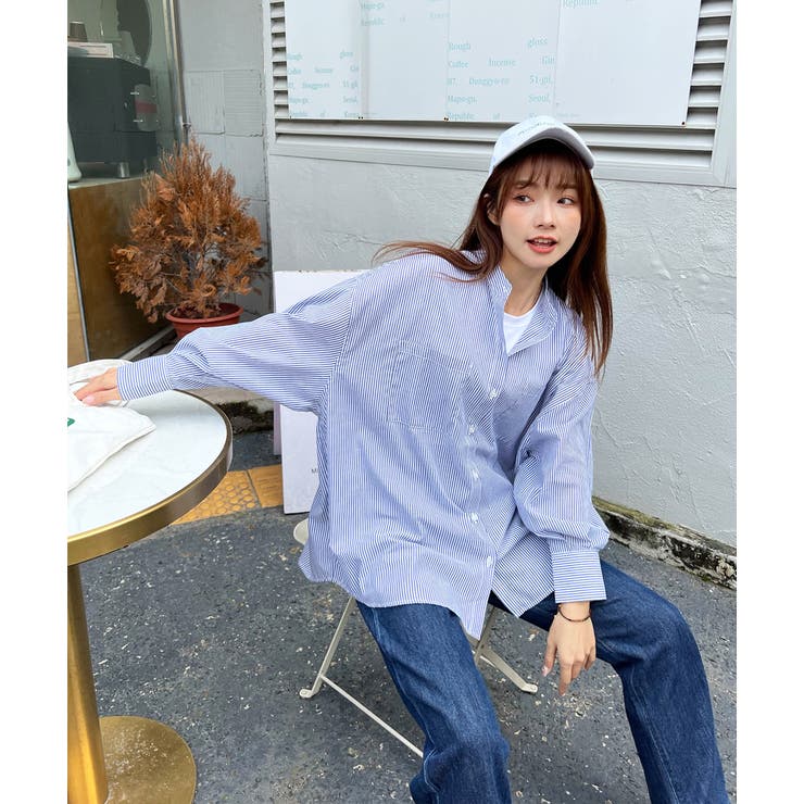 NAKAGAMI ストライプシャツ (blue)定価¥42,900