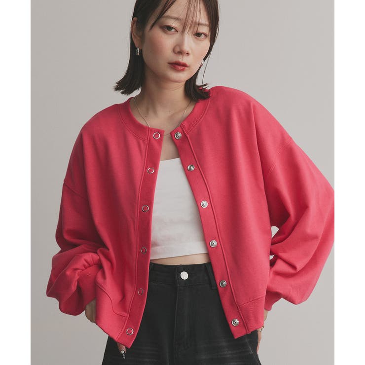 Aタイプ／ピンク | 2WAYトップス 裏毛 前後リバーシブル スナップボタン クルーネック | ad thie