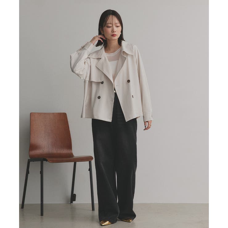 新品 ラグランショートコート Wリバースタンドカラーショートコート|allureville OFFICIAL