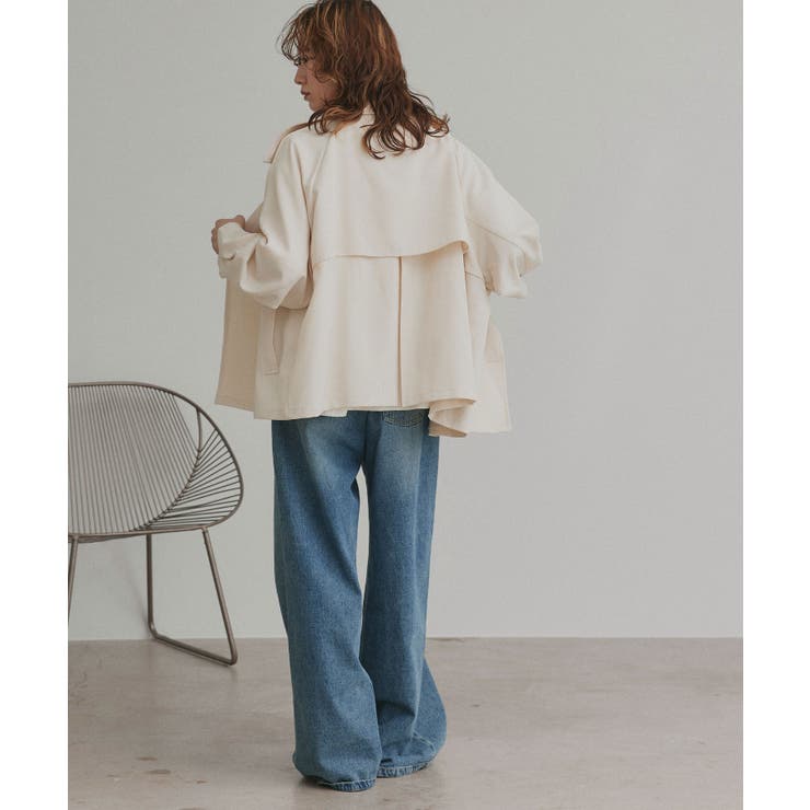 トレンチコート ショート ラグラン ボタン ポケット | ad thie | 詳細画像3 