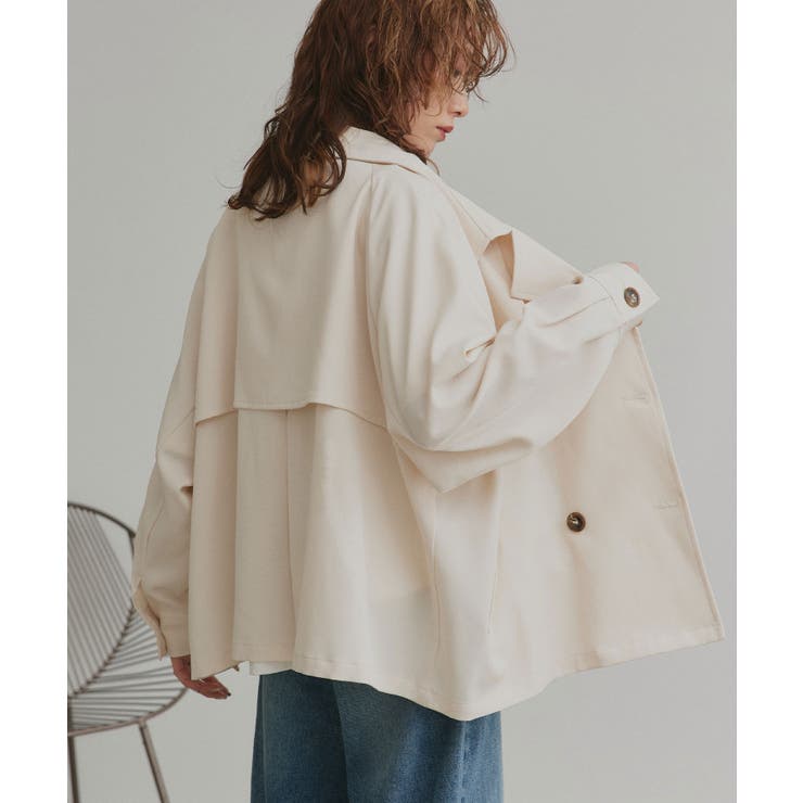 トレンチコート ショート ラグラン ボタン ポケット | ad thie | 詳細画像7 