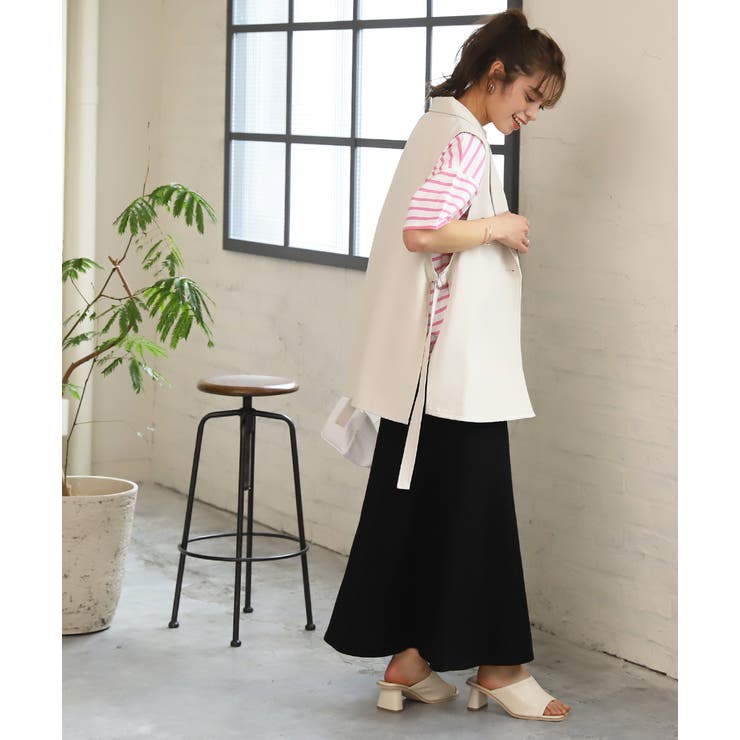 ノースリーブテーラー ジレ ベスト サイドオープン 裏地[品番